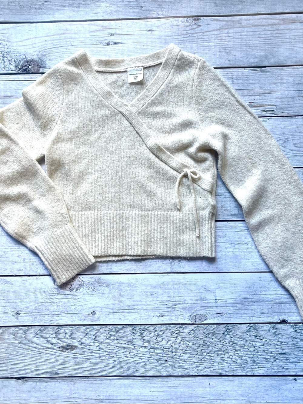 Abercrombie Kids Cream Wrap-Front V-Neck Sweater